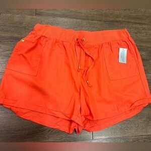 Linen Blend Coral Shorts Size 3X